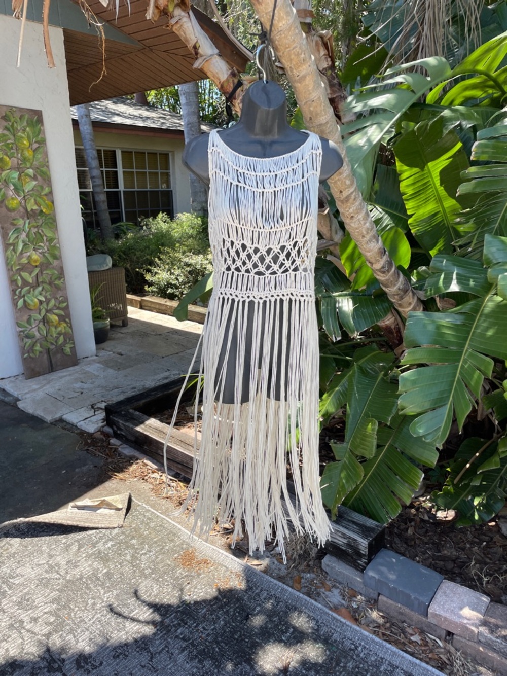 crochet lace fringe festival, top or bathing suit cover-up